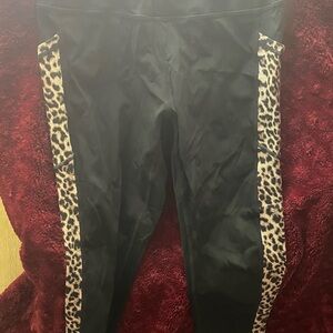ZYIA Black Leggings with Leopard Accents
